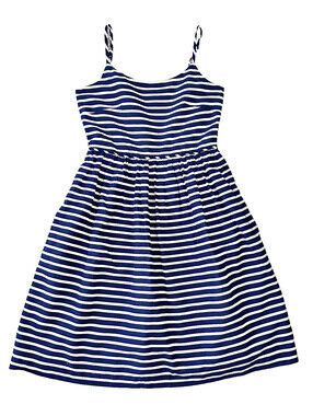J Crew J.Crew Navy Blue White Striped A-Line Linen Dress Sleeveless Scoop Neck 2